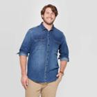 Men's Big & Tall Standard Fit Long Sleeve Denim Button-down Shirt - Goodfellow & Co Dark Wash 4xbt, Men's, Dark Blue