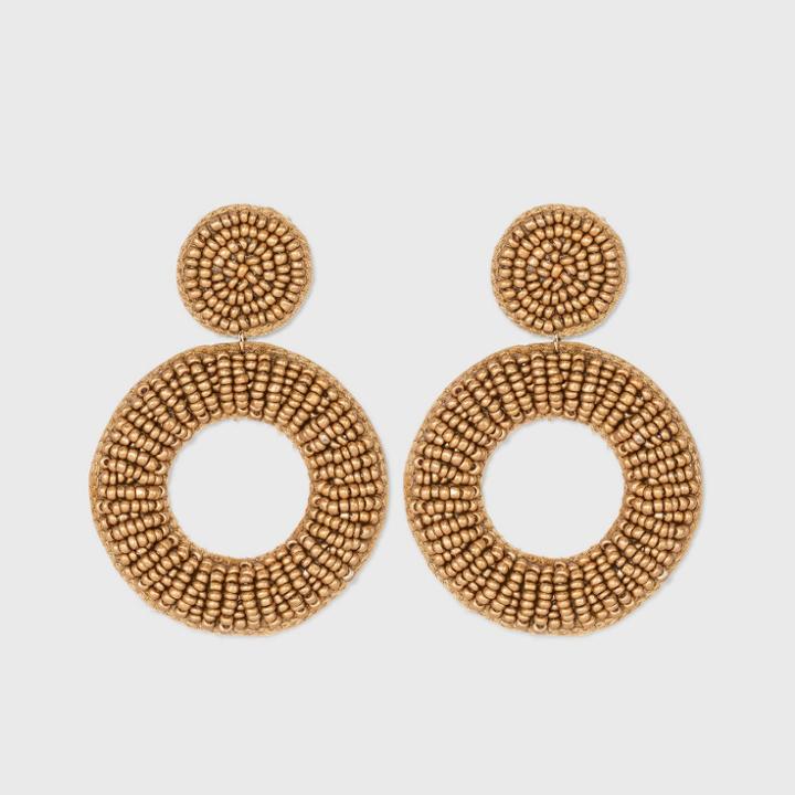 Open Circle Seed Bead Drop Earrings - A New Day Gold