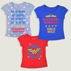 Toddler Girls' 3pk Dc Comics Wonder Woman Short Sleeve T-shirt - Blue/red 3t,