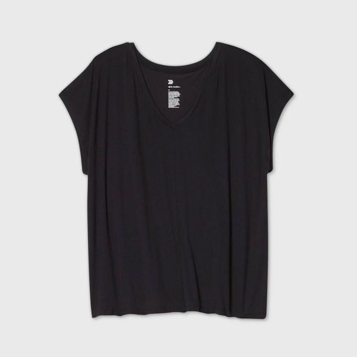 Women's Plus Size Short Sleeve Tie Back T-shirt - All In Motion Black 1x, Women's,