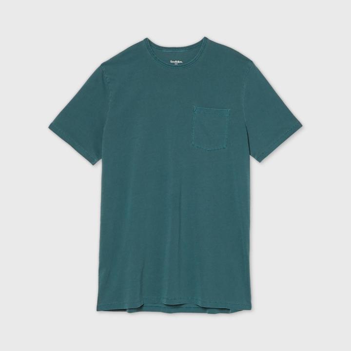 Men's Tall Standard Fit Pigment Dye Short Sleeve Crew Neck T-shirt - Goodfellow & Co Turquoise