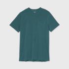 Men's Tall Standard Fit Pigment Dye Short Sleeve Crew Neck T-shirt - Goodfellow & Co Turquoise