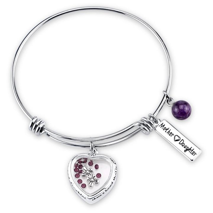 Distributed By Target Women's Stainless Steel Mother And Daughter Share A Bond That's Forever Expandable Bracelet - Silver (8),