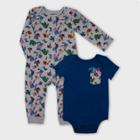 Baby Boys' Marvel Heroes 2pc Romper Set - Gray/navy