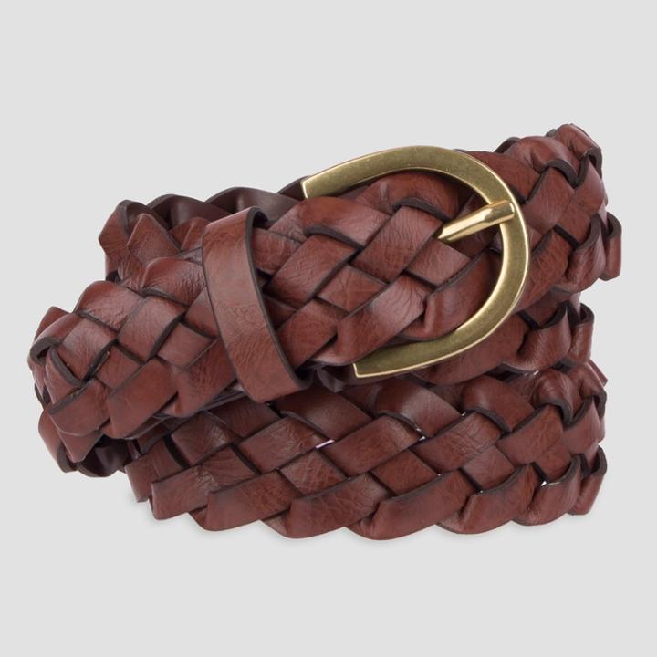 Women's Plus Size Braid Belt - Ava & Viv Brown