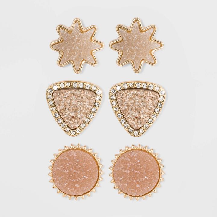 Sugarfix By Baublebar Chic Druzy Stud Earring Set, Women's, Beige