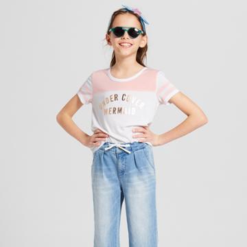 Grayson Social Girls' 'undercover Mermaid' Short Sleeve T-shirt - White