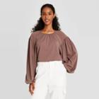 Women's Long Sleeve T-shirt - A New Day Brown