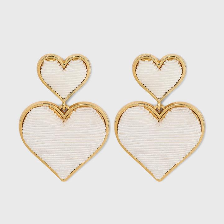 Sugarfix By Baublebar Stacked Monochrome Heart Drop Earrings - White