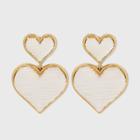 Sugarfix By Baublebar Stacked Monochrome Heart Drop Earrings - White