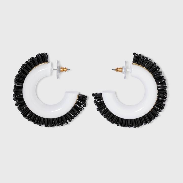 Sugarfix By Baublebar Beaded Fringe Huggie Hoop Earrings - Black
