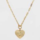 14k Gold Dipped 'q' Initial Diamond Cut Heart Pendant Necklace - A New Day Gold