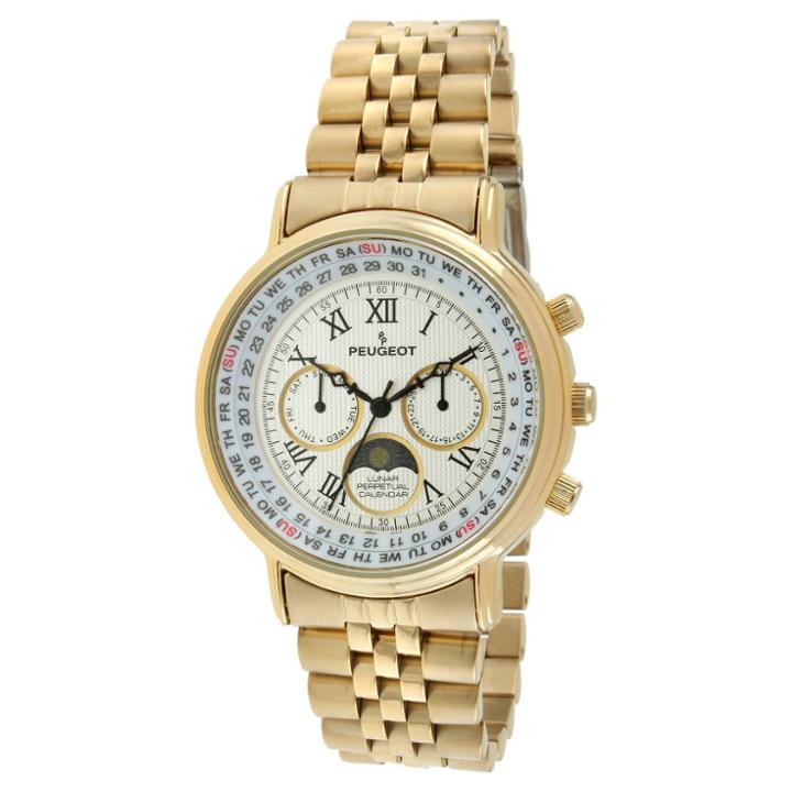 Peugeot Watches Women's Peugeot Round Lunar Perpetual Calendar Multifunction Bracelet Watch - Gold