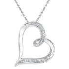 Target Heart Pendant Necklace With Diamond Accents In Sterling Silver - 18 (ij-i2-i3), Girl's, White