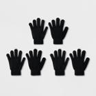 Boys' 3pk Solid Magic Gloves - Cat & Jack Black