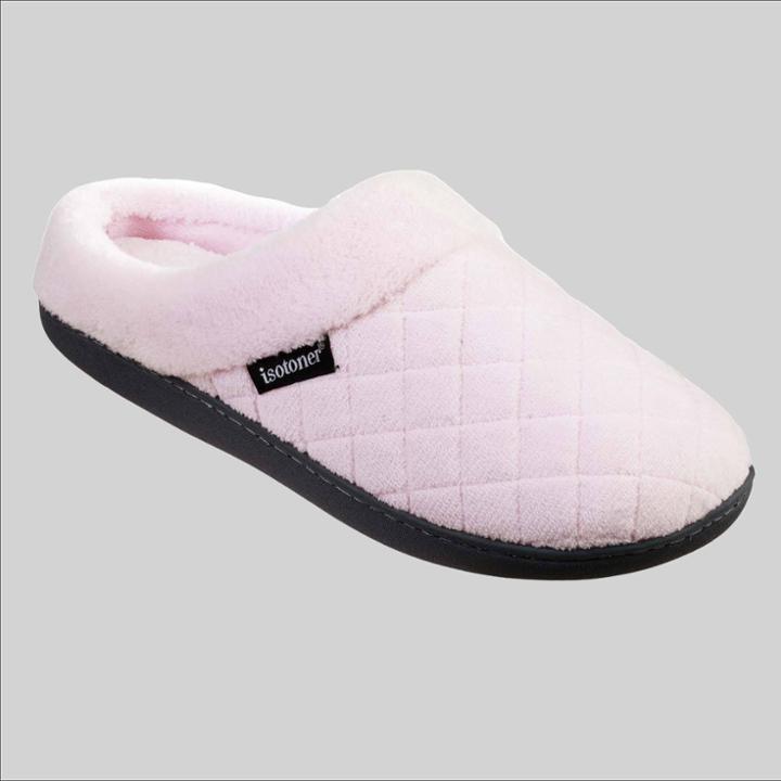 Isotoner Women's Diamond Quilted Microterry Hoodback Slippers -