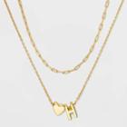 14k Gold Dipped 'h' Initial With Heart Chain Necklace - A New Day Gold