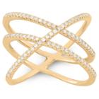 Tiara 0.4 Ct. T.w. Double Cross-over X Ring In 14k Gold Over Silver - (7), Girl's, Yellow
