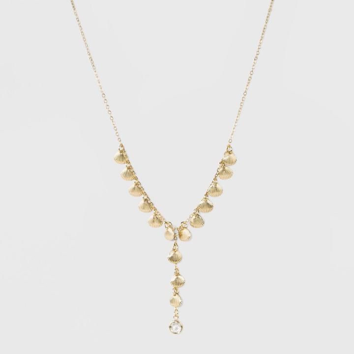 Shells And Channel Short Y Necklace - A New Day Gold