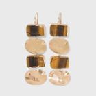 Semi-precious Tiger Eye And Hammered Metal Discs Statement Earrings - Universal Thread