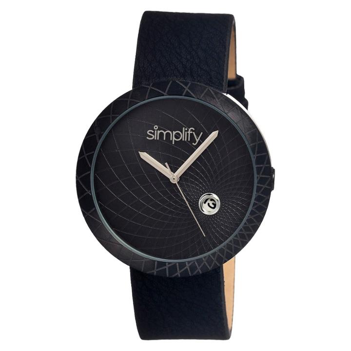 Women's Simplify The 1800 Watch With Magnified Date Display - Black