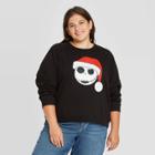 Warner Bros. Women's Plus Size Jack Night Before Christmas Ugly Holiday Graphic Sweatshirt - Black