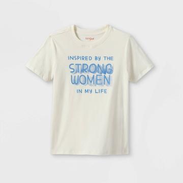 Boys' 'inspired By The Strong Women In My Life' Graphic Short Sleeve T-shirt - Cat & Jack Cream