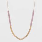 Semi-precious Rose Quartz And Flat Disc Beaded Station Necklace - Universal Thread Pink, Women's