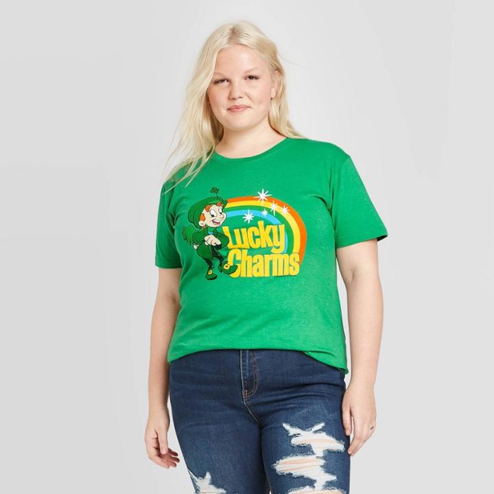 Women's General Mills Plus Size Lucky Charm Short Sleeve T-shirt (juniors') - Green 1x, Women's,