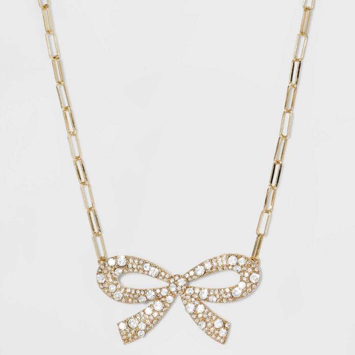 Sugarfix By Baublebar Crystal Bow Pendant Necklace - Clear