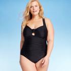 Women's Plus Size Ring Detail One Piece Swimsuit - Kona Sol Black