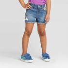 Toddler Girls' Rainbow Sequin Cutoff Jean Shorts - Cat & Jack Blue 12m, Toddler Girl's