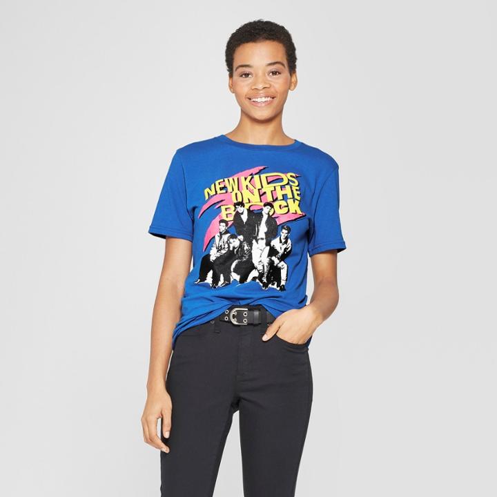 Target Women's Short Sleeve New Kids On The Block Boxy T-shirts - (juniors') Blue