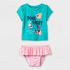 Baby Girls' Short Sleeve Pool Party Rash Guard Set - Cat & Jack Aqua