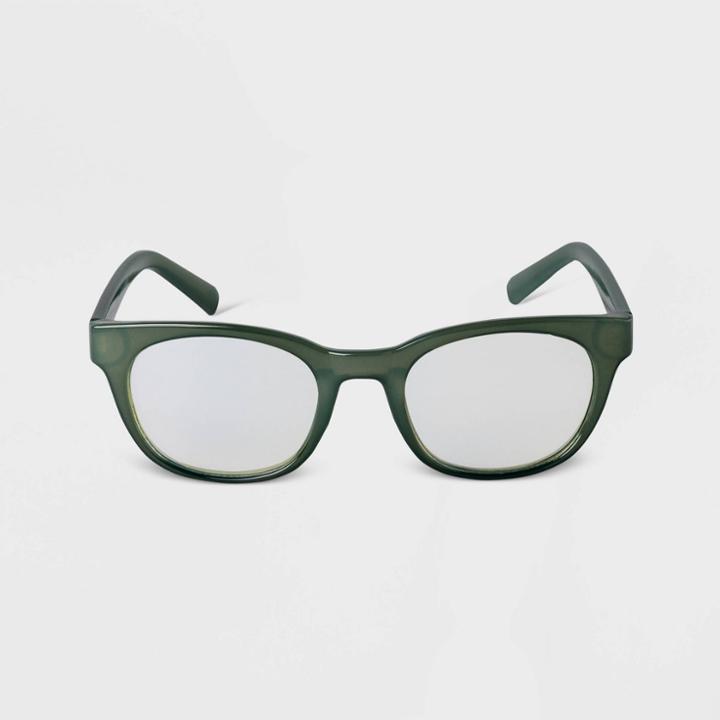 Women's Plastic Square Blue Light Filtering Reading Glasses - A New Day Dark Green