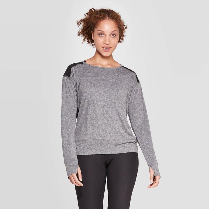 Women's Running Long Sleeve T-shirt - C9 Champion Heather Gray S, Size: Small, Grey Gray