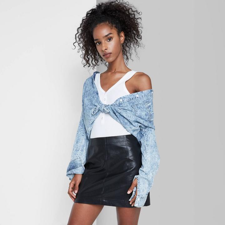 Women's Faux Leather Mini Skirt - Wild Fable Black