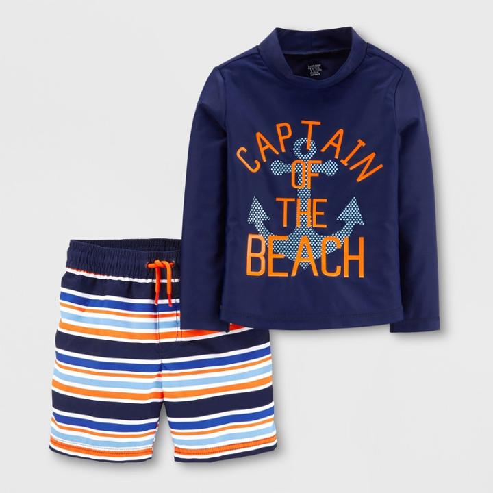 Toddler Boys' 2pc Captain Rash Guard Set - Just One You Made By Carter's Navy 18m, Boy's, Blue