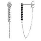 Prime Art & Jewel Sterling Silver Created White Sapphire And Chain Drop Modern Front/back Earrings, Girl's