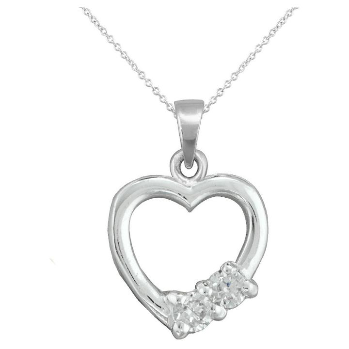 Target Girls' Sterling Silver Cubic Zirconia Heart Pendant 15 Plated Chain-white