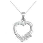 Target Girls' Sterling Silver Cubic Zirconia Heart Pendant 15 Plated Chain-white
