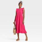 Women's Flutter Sleeveless Tiered Dress - Universal Thread Pink
