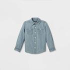 Oshkosh B'gosh Toddler Boys' Chambray Woven Long Sleeve Button-down Shirt - Blue