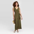 Women's Sleeveless V-neck Cropped Jumpsuit - A New Day Green