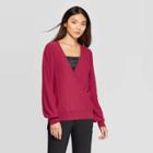 Women's Long Sleeve V-neck Wrap Pull Over Sweater - Prologue Red S, Women's,