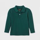 Toddler Boys' Long Sleeve Interlock Uniform Polo Shirt - Cat & Jack Dark Green