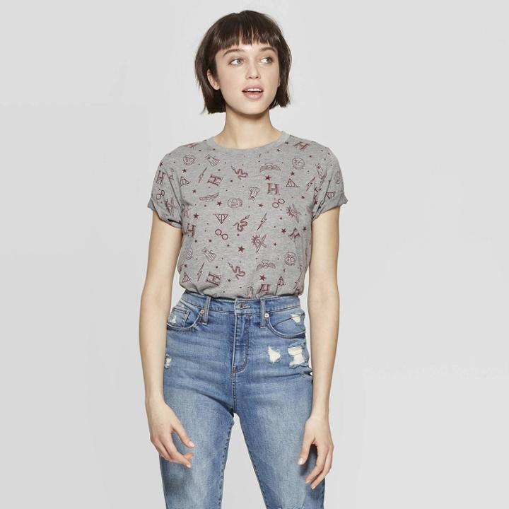 Women's Harry Potter Short Sleeve Round Neck T-shirt (juniors') - Heather Gray