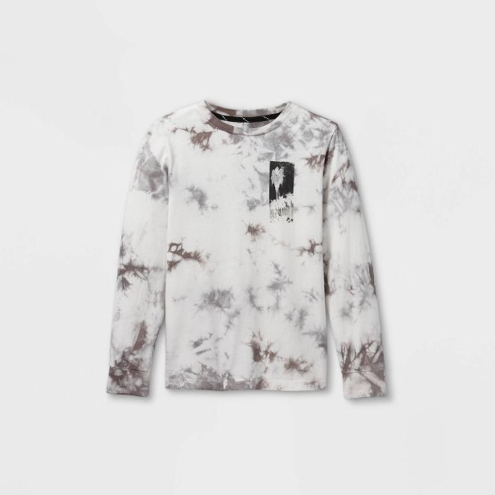 Boys' Tie-dye Skate Graphic Long Sleeve T-shirt - Art Class White