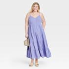Women's Plus Size Sleeveless Button-front Tiered Dress - Universal Thread Purple