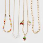 Girls' 4pk Mixed Layered Necklace With Pearls And Fruit Charms - Art Class